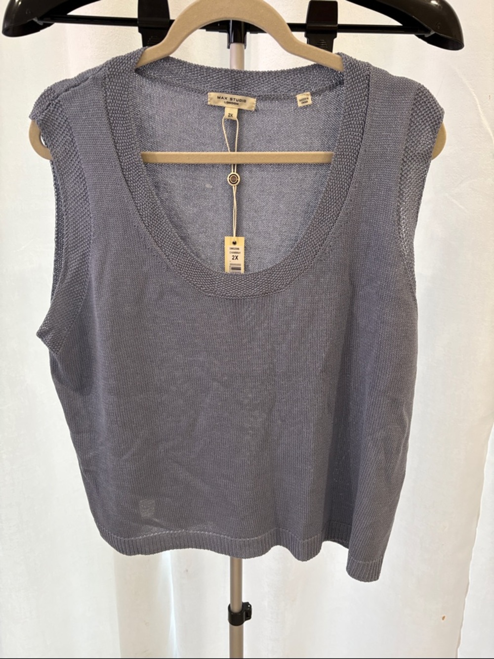 Max Studio Light Blue Knit Sleeveless Tank